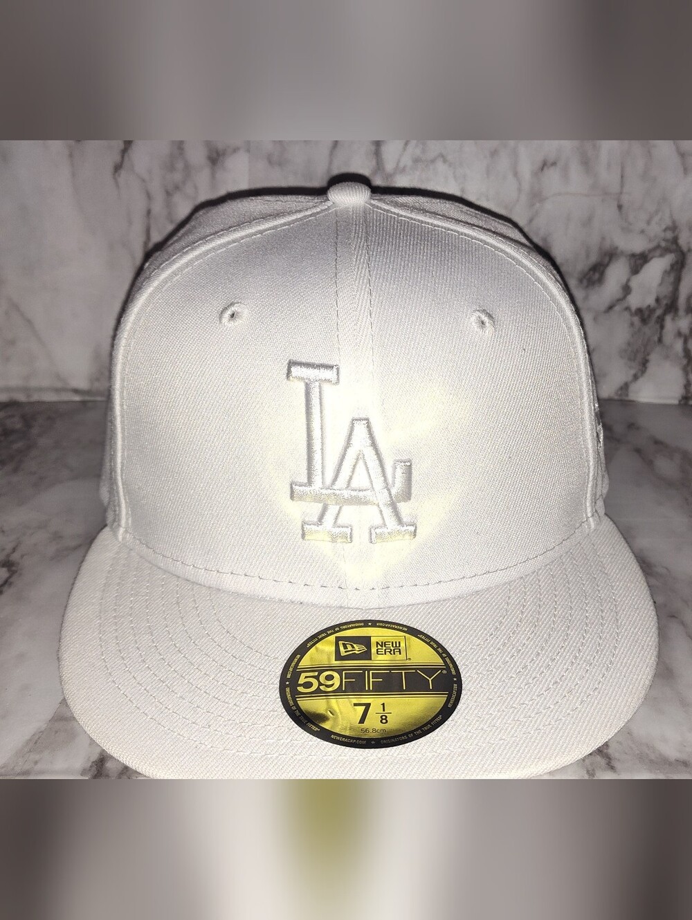 White LA Fitted Baseball Cap